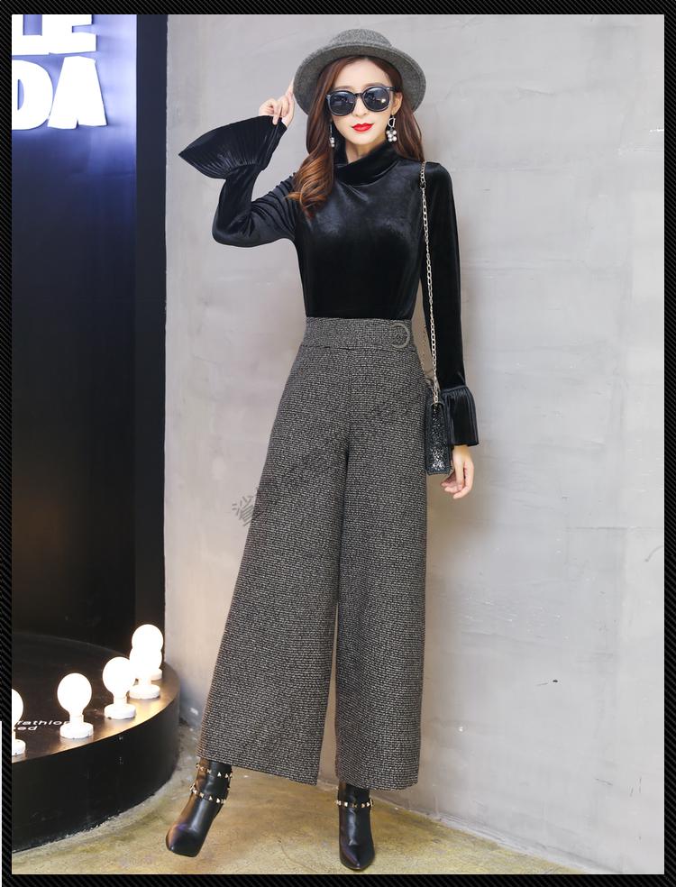 阔腿裤女秋冬2020新款垂感直筒高腰长裤九分大脚裤洋气宽松羊毛裤