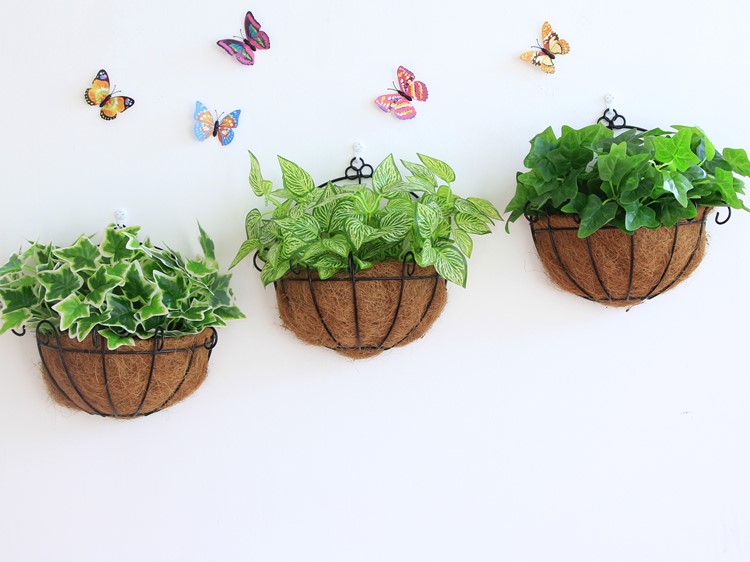 饭店墙壁挂件 墙上装饰品花草饭店墙面绿植挂墙壁花篮壁饰假花客厅