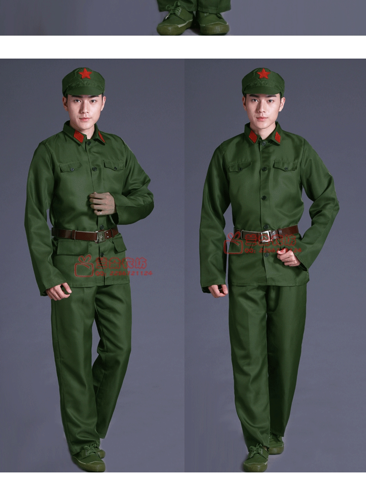 老式怀旧65式老越战老兵文革解放老红军表演出服装 单件上衣 领章