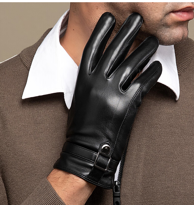 恒源祥旗舰官方店轻奢高端仿真皮手套男秋冬季加绒加厚保暖开车骑行触
