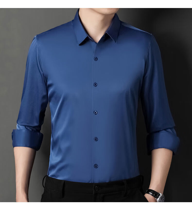 罗蒙romon品牌高端男士衬衫轻奢高级感商务休闲衬衣英伦风免烫抗皱垂