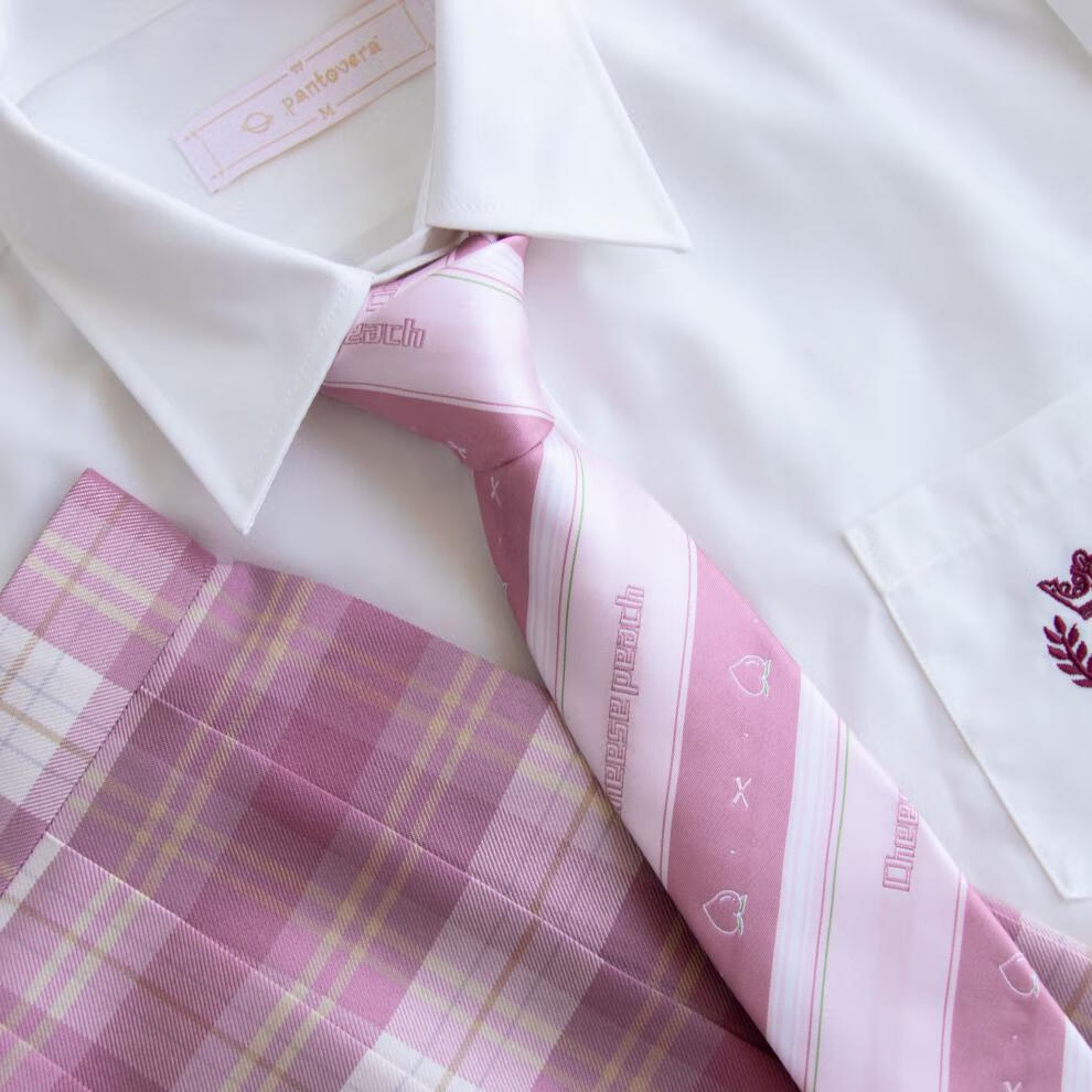 【潘特维拉】芝士桃子 jk dk制服设计领带 粉色 西式衬衫配件 小长柄