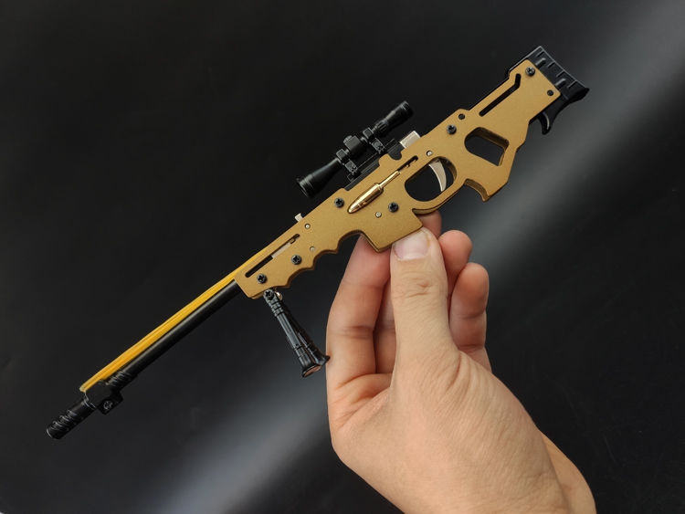 迷你皮筋枪多连发全金属awm橡皮筋儿枪玩具拉栓上膛8连发软弹枪吃鸡