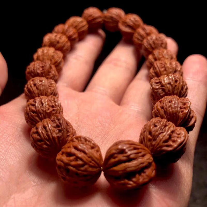 贵鸿 矮桩京八棱手串男盘玩文玩小核桃手链女 野生龙纹桃核雕刻秋子