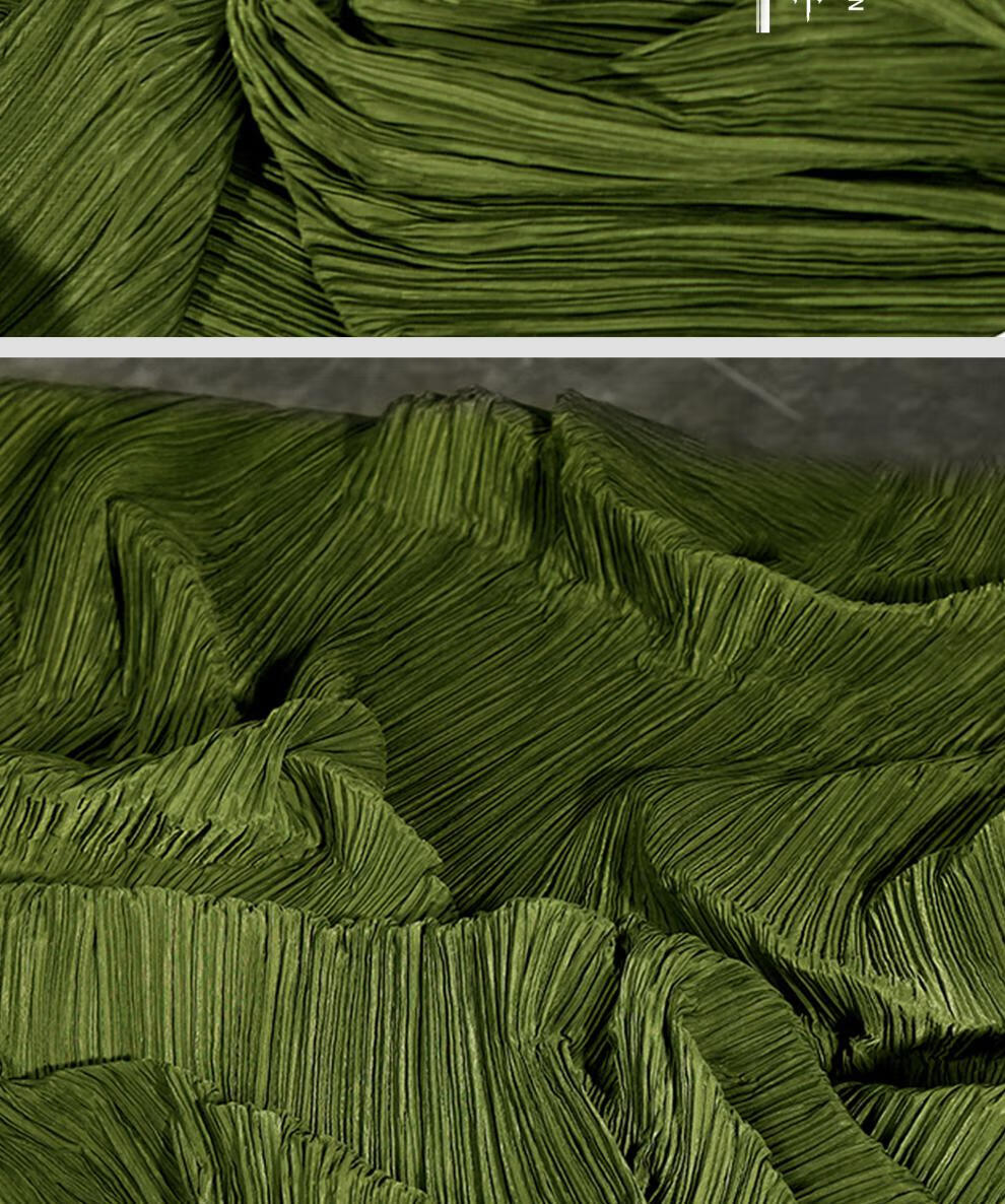 褶皱布料布牛油果绿褶皱肌理 立体压褶自制手工diy装饰设计师面料