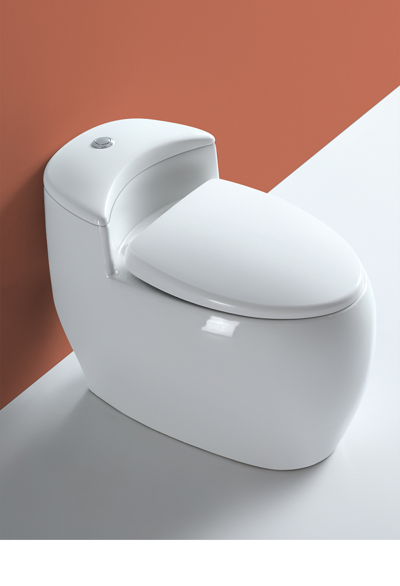 矮款家用卫生间单孔抽水静音防臭节水虹吸式马桶坐便器9005脲醛盖板