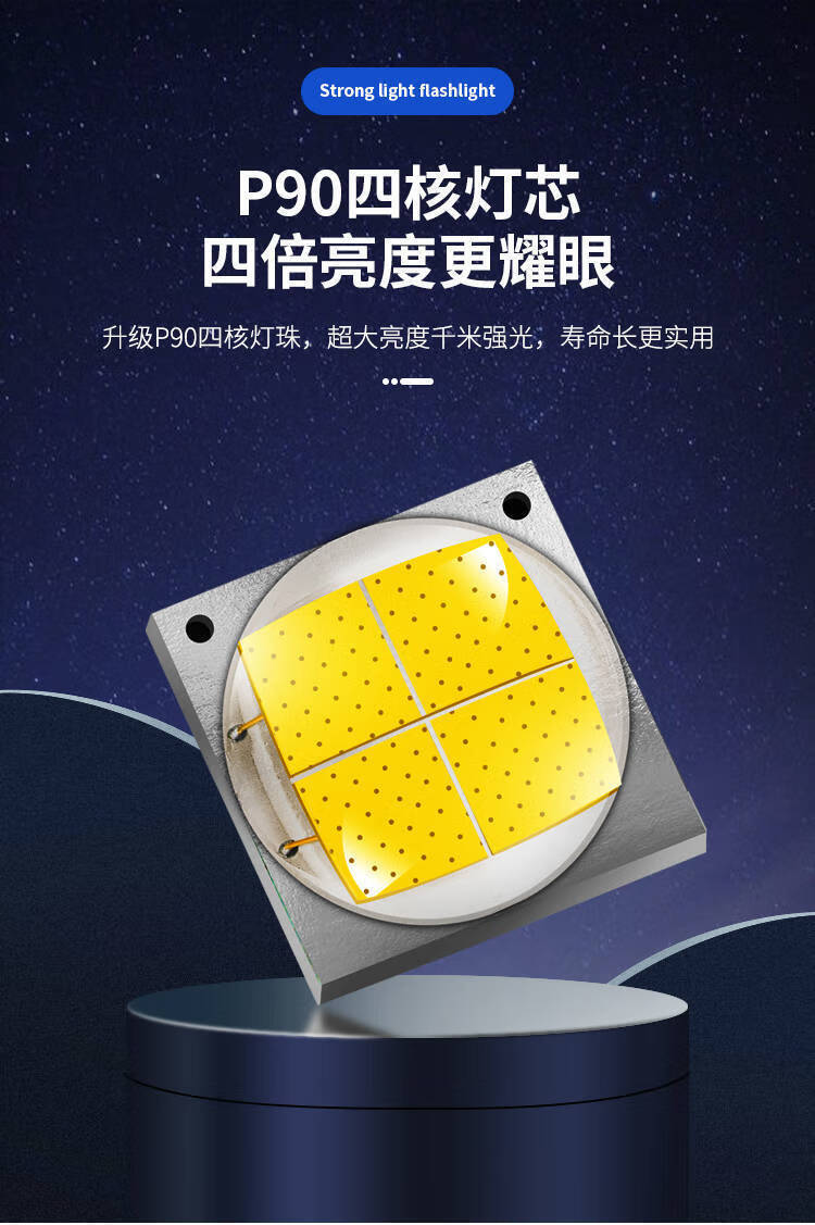 莱沛诗利鹰眼p90强光手电筒便携充电超亮户外变焦疝气灯远射聚光led