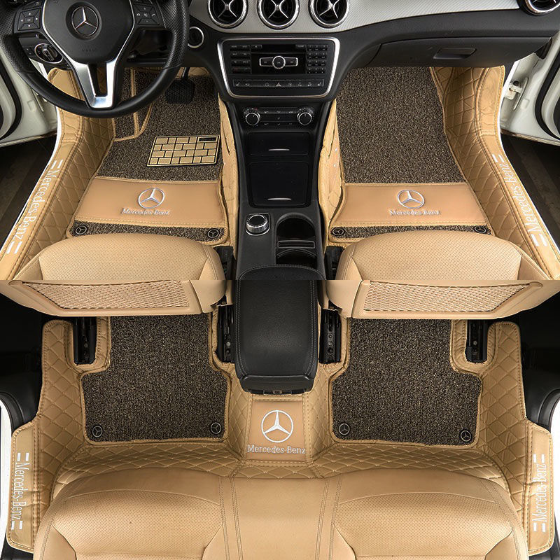 奔驰gla200脚垫glk300 glc260 c200l e300l cla a200l b200 双层棕色