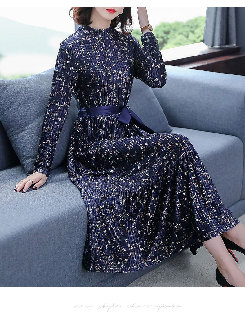 focalduo原创高端品牌女装连衣裙女中长款2020秋冬新款气质贵妇人