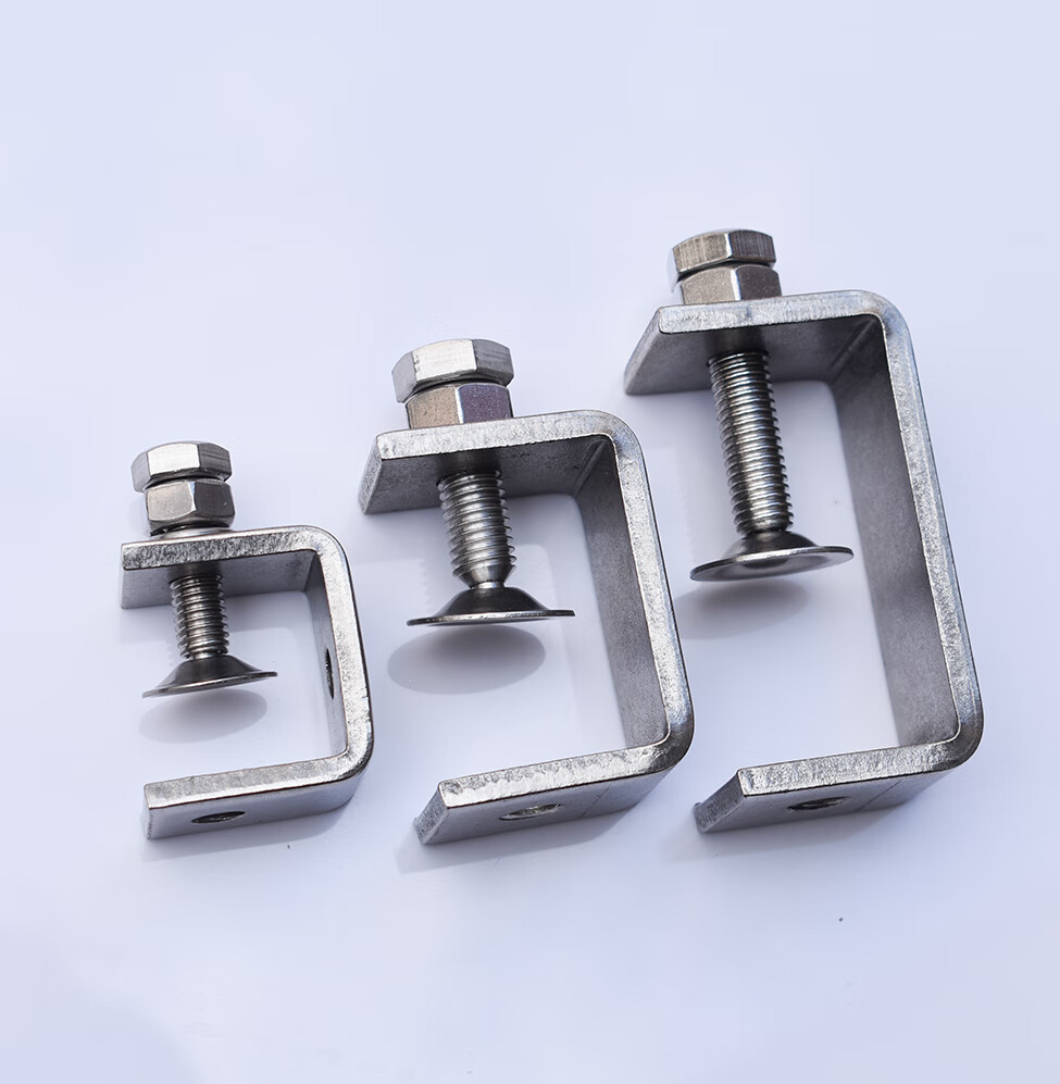 不锈钢304老虎夹卡夹老虎夹钢管方形夹c型夹u型夹卡箍抱箍开口80mm