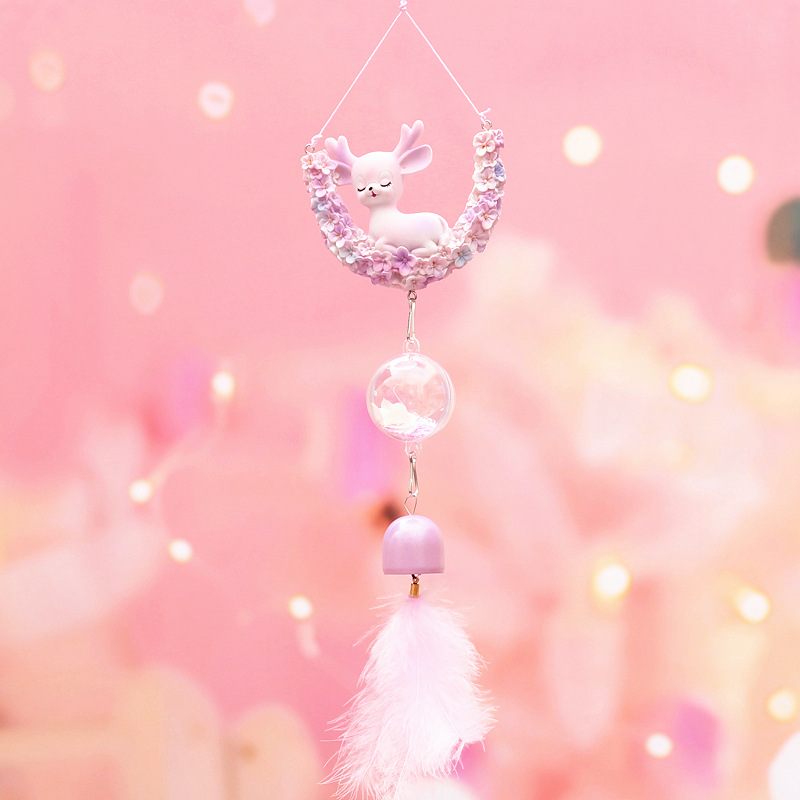 可爱的小鹿风铃挂饰创意女生卧室少女阳台小清新铃铛挂件生日礼物 大