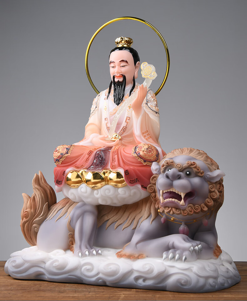 三清祖师神像 汉白玉太上老君骑牛灵宝元始天尊祖师像摆件坐像 19寸