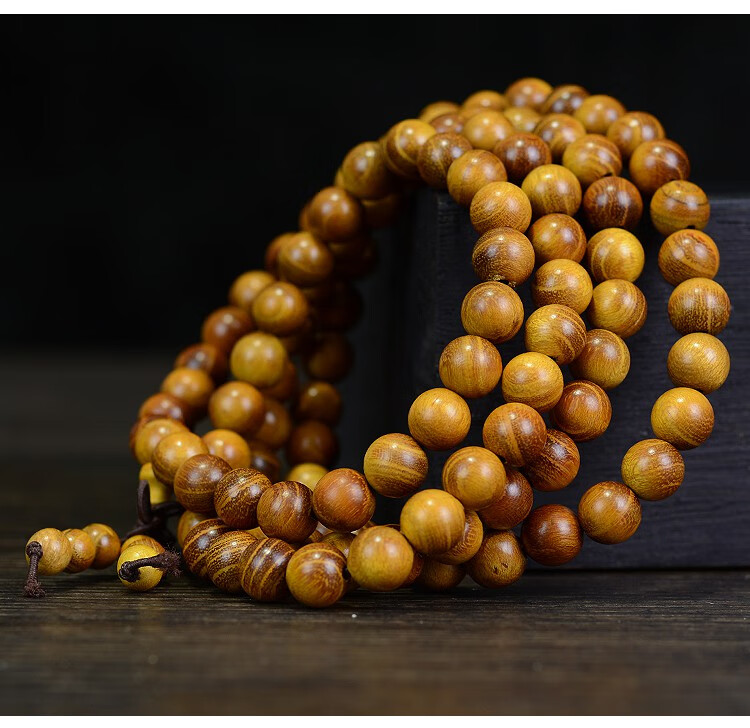 展缘黄金檀108颗佛珠手串拓木男女款手链108颗原木时