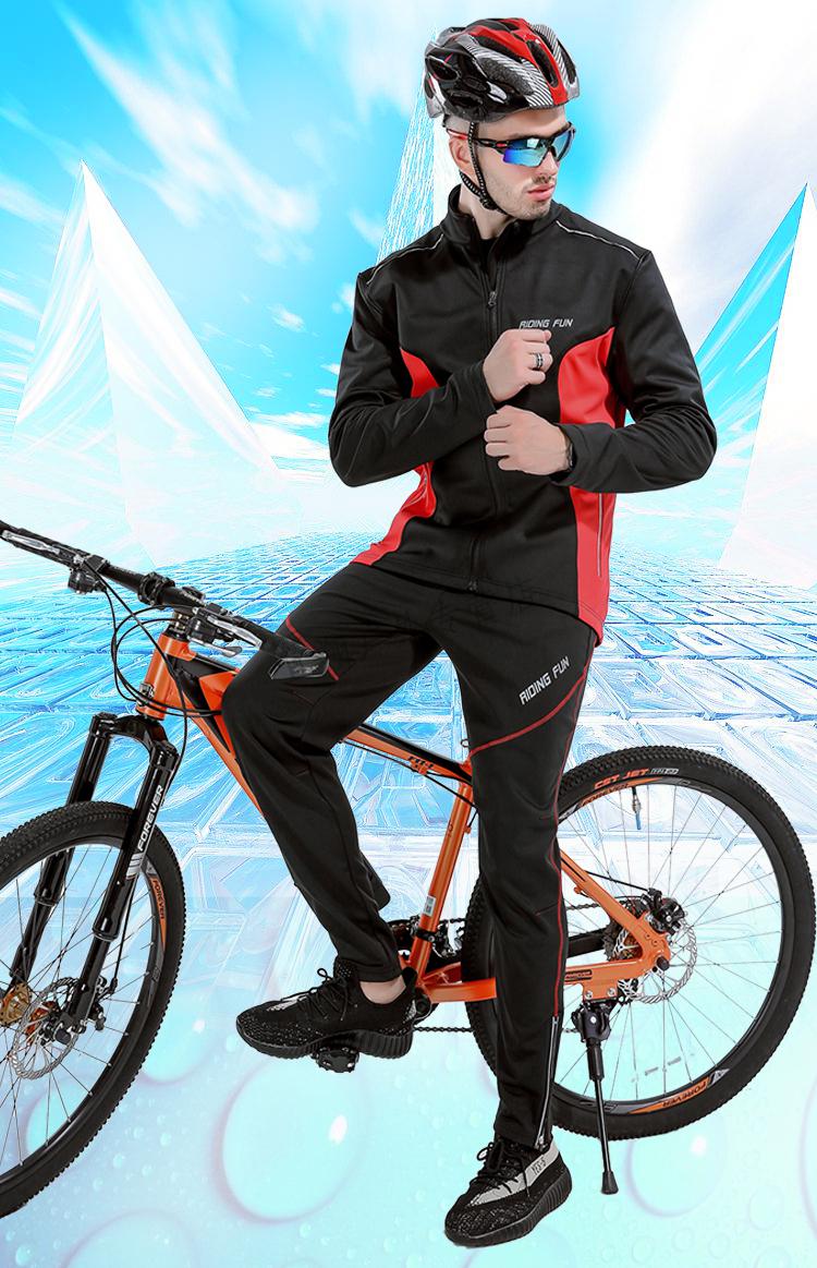 闪电蝎子同款秋冬季男款抓绒长袖骑行服套装自行山地车骑行裤户外运动