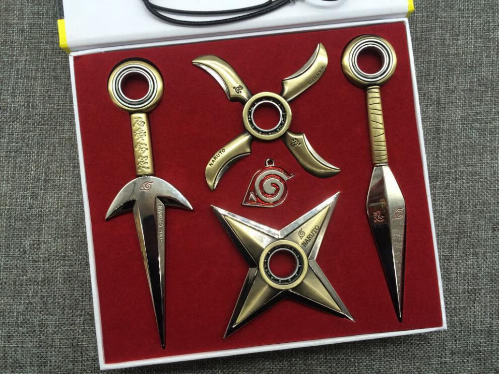 猿飞双把黑手查克拉之刃动漫木叶丸武1器查克拉刀 7件套奶白色(赠飞镖