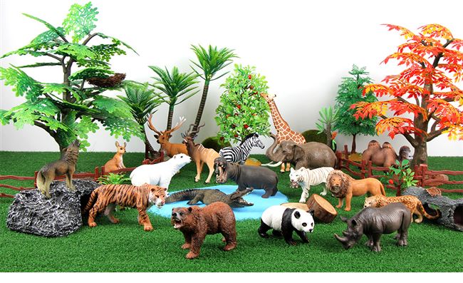 儿童动物园玩具套装动物玩具仿真动物模型套装动物园宝宝认知实心工艺