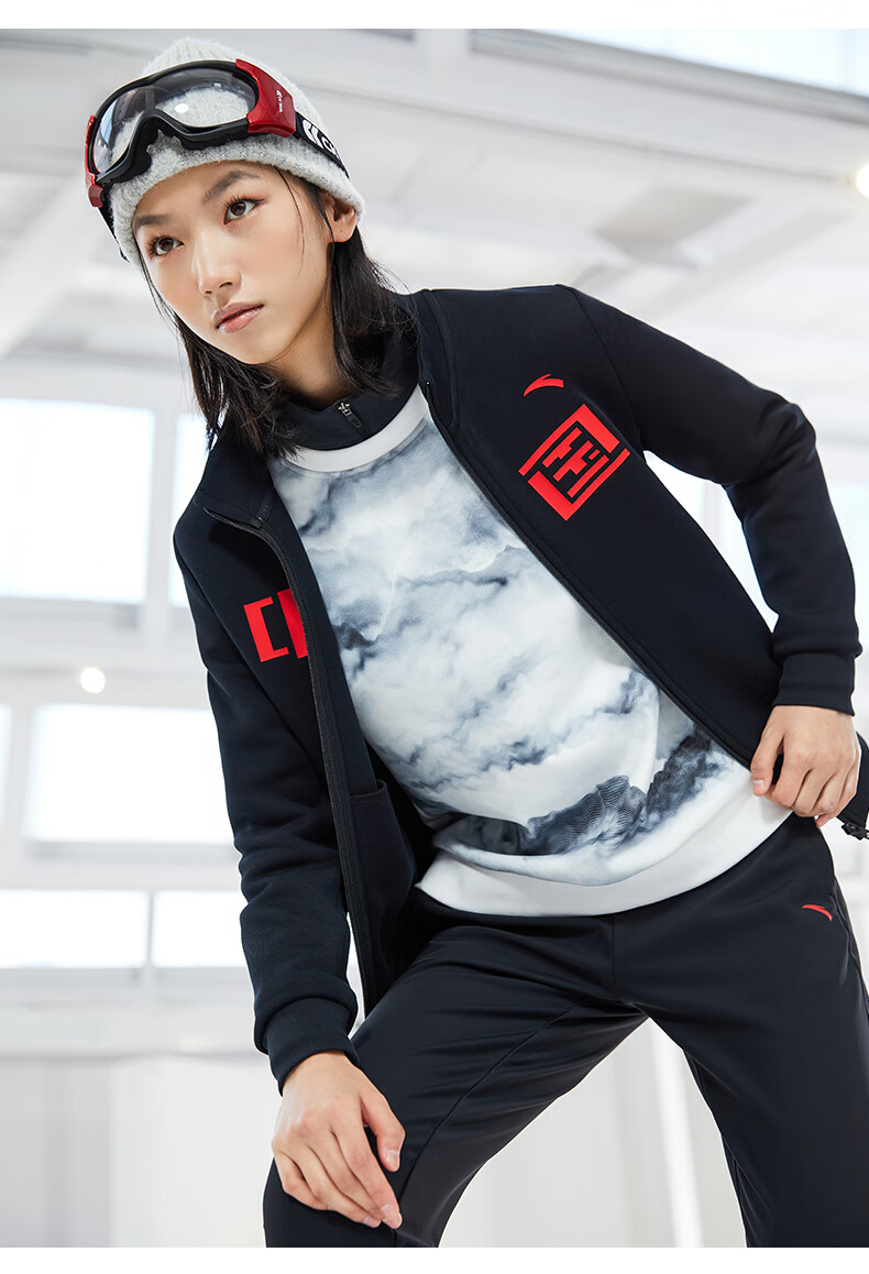 商场同款安踏中国冰雪丨动型科技外套女2022春季新款针织运动上衣