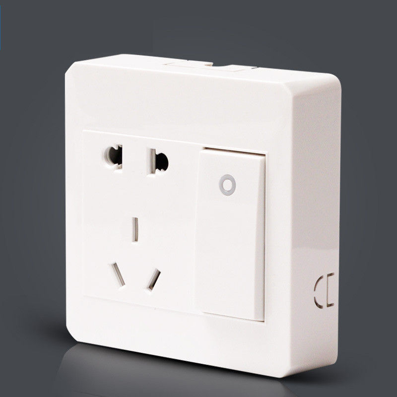 白色家用明装明线墙壁开关插座三孔七孔十孔十五孔一二开带5五孔 明装