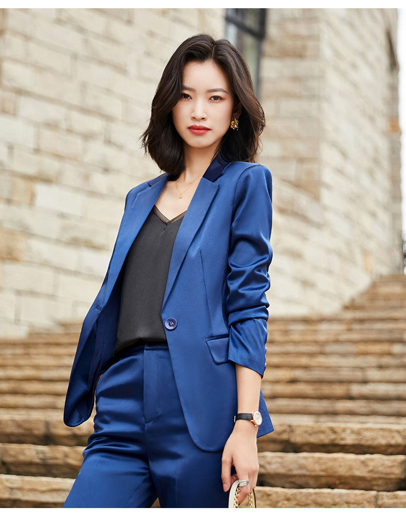 女装 小西装 斑图巷 醋酸缎面小西装外套女春秋季款气质洋气职业装