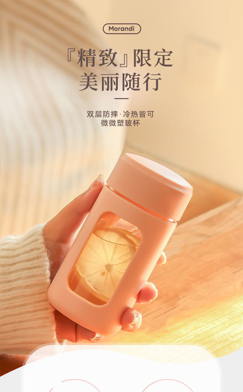 玻璃保温杯防摔带盖办公室便携家用简约迷你玻璃杯ins高颜值水杯女防