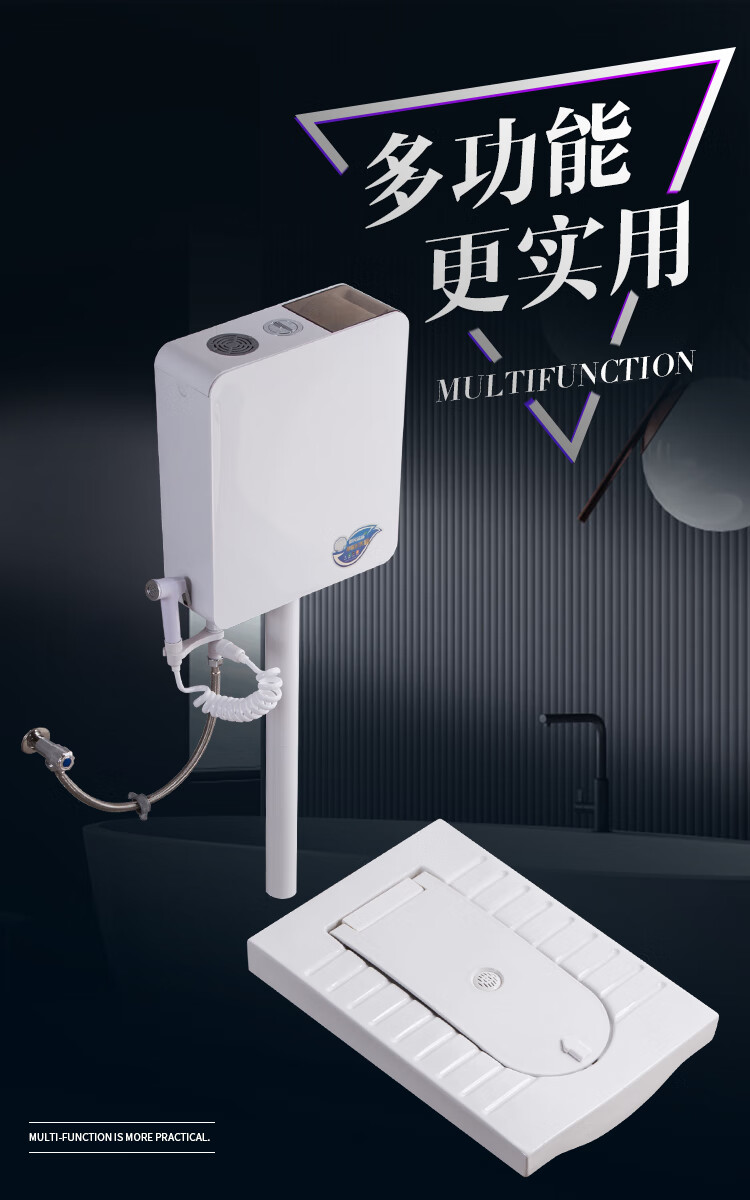 银枪带盖防臭蹲便器一体式带盖板蹲便器冲水箱整套装陶瓷蹲厕盆蹲坑