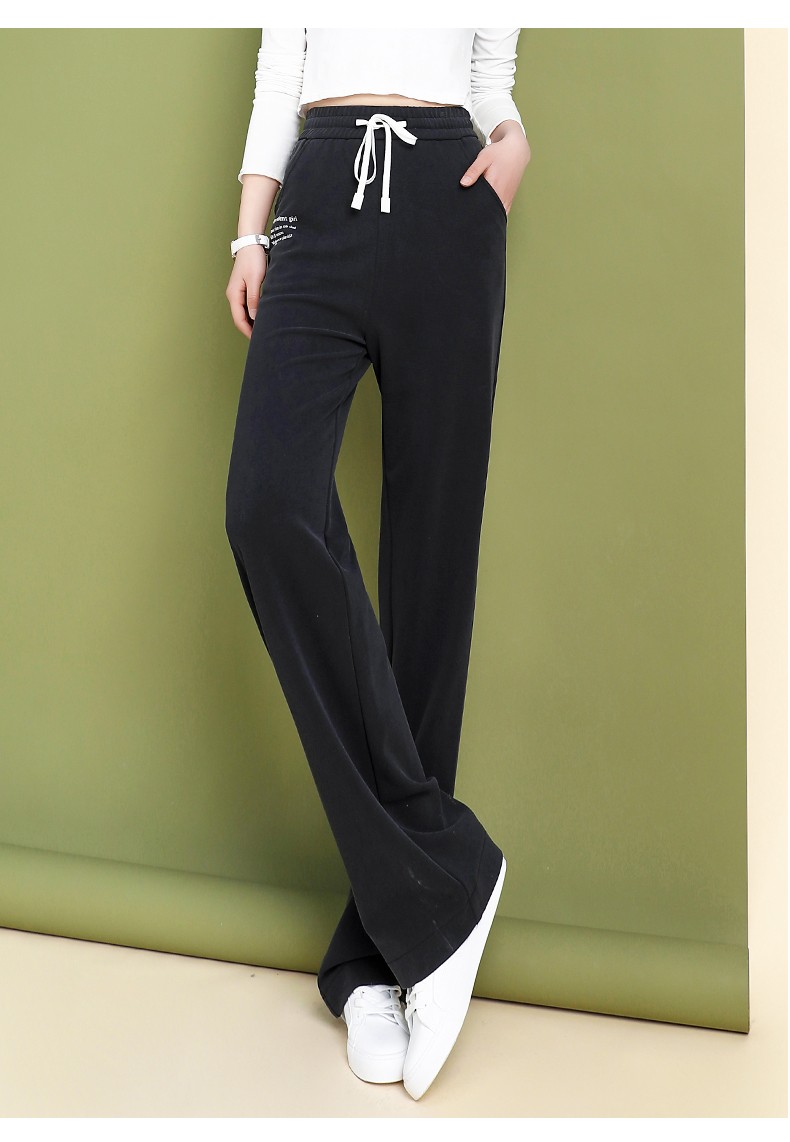 梦舒雅女裤莫代尔阔腿裤女2022春夏新款高腰弹力百搭松紧腰加长垂感