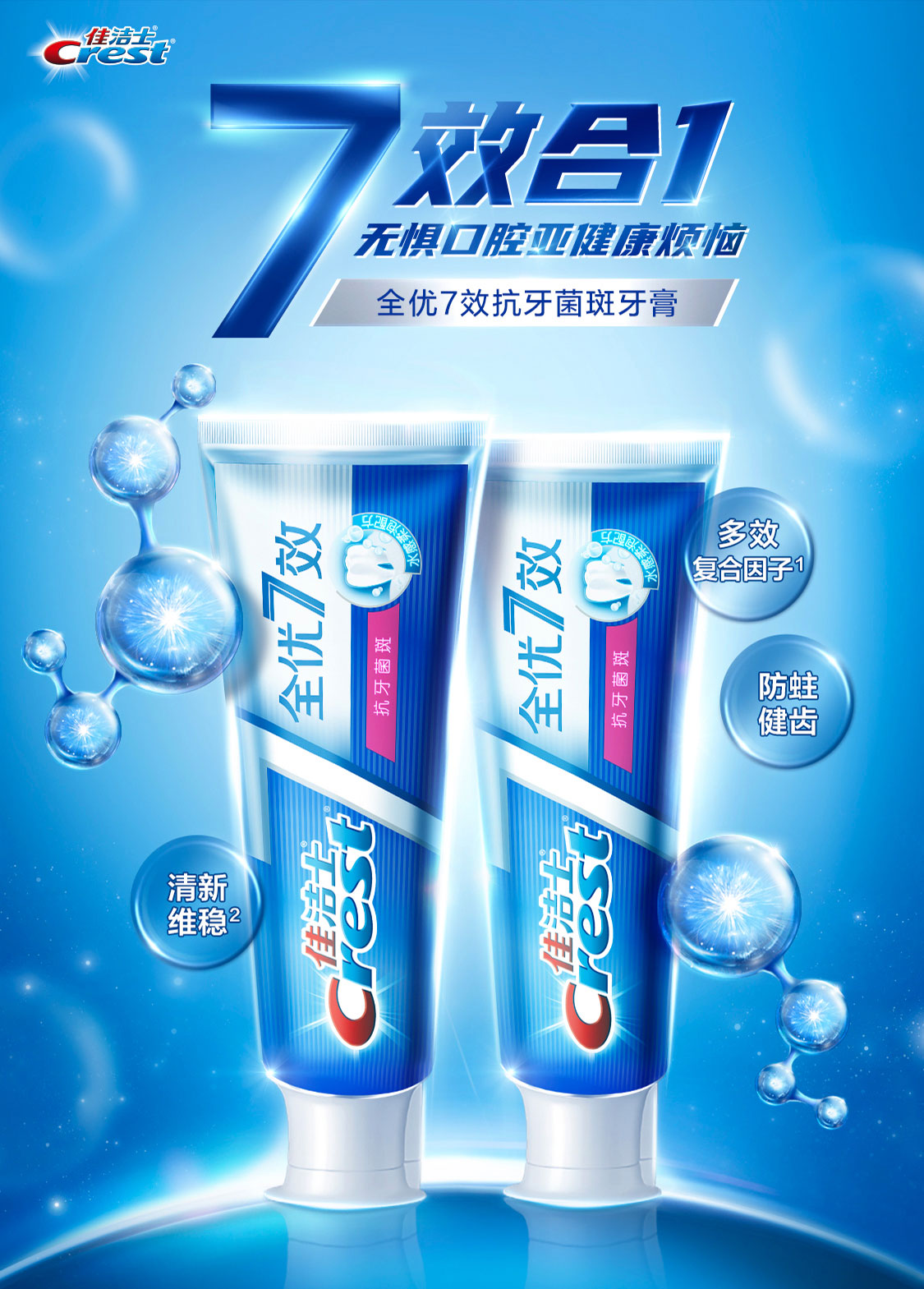 佳洁士牙膏全优7效防蛀抗牙菌斑牙膏 180g 含氟牙膏(新老包装 随机