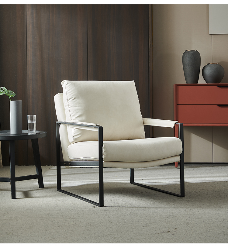 北标轻奢品牌北欧单人沙发椅设计师休闲椅诧寂风格皮沙发椅阳台客厅