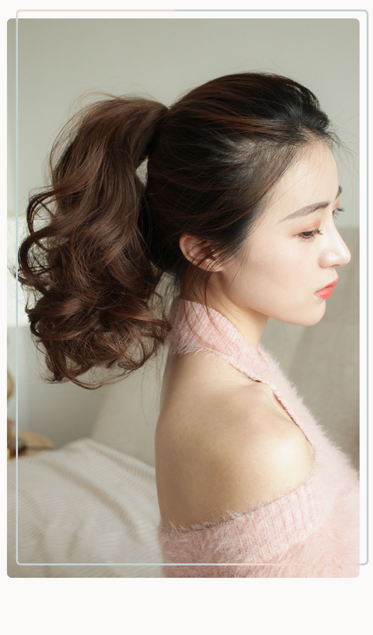 马尾假发女 抓夹式短卷发假马尾 仿真发短款假辫子梨花卷发尾逼真