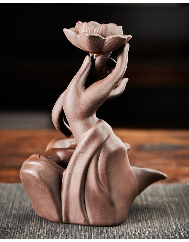 宇轩茶宠摆件中式禅意佛手倒流香炉摆件创意灯圈玄关办家居摆件佛手