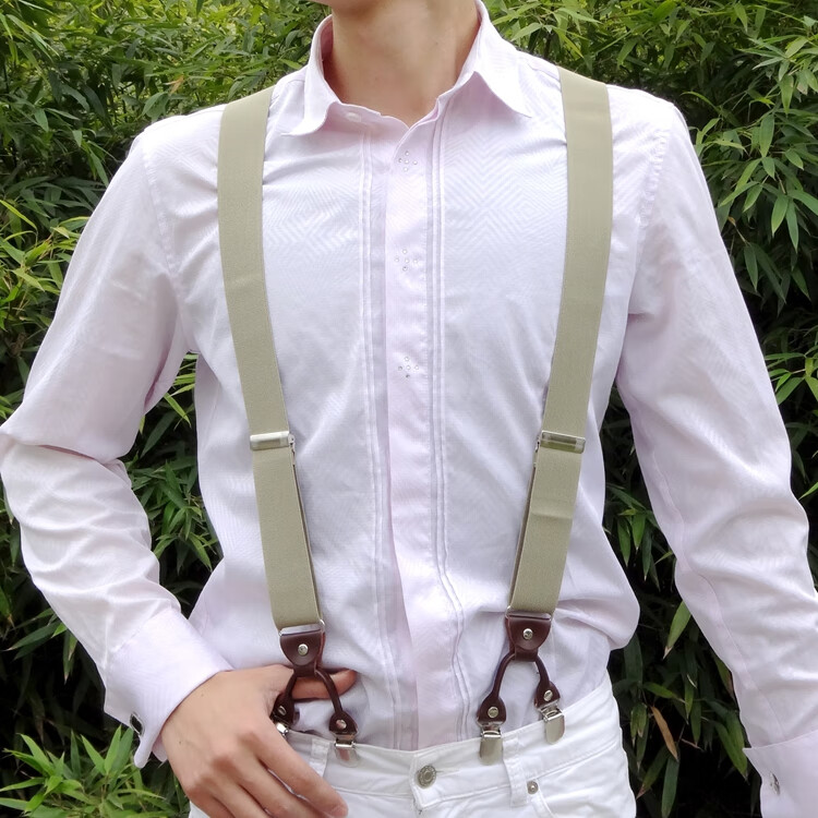 成人背带男士宽背带男款吊带六夹男式胖人老人西裤加长松紧背带夹牛仔