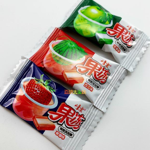 峰乐果冻泡特软西瓜果冻泡泡糖口香糖小包装多口味怀旧食品680g 2盒