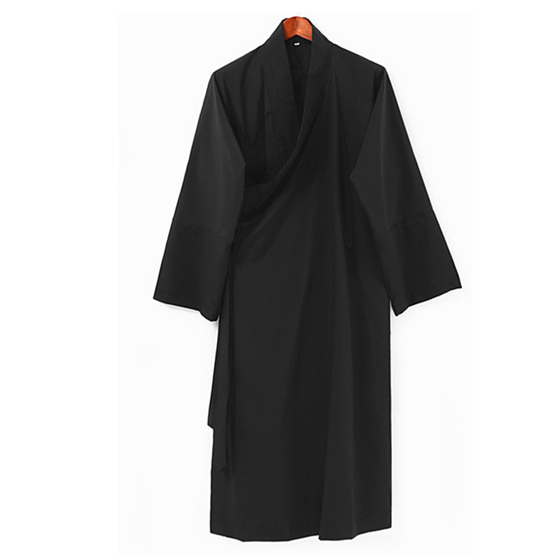 道士服 道服 短褂 套装 加厚道袍 长袍棉袄长裤长袖短袖 黑色长袍 s