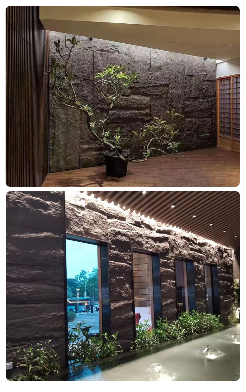 文化石pu石皮蘑菇石内外墙电视背景墙仿真人造新型天然文化砖 浅灰色