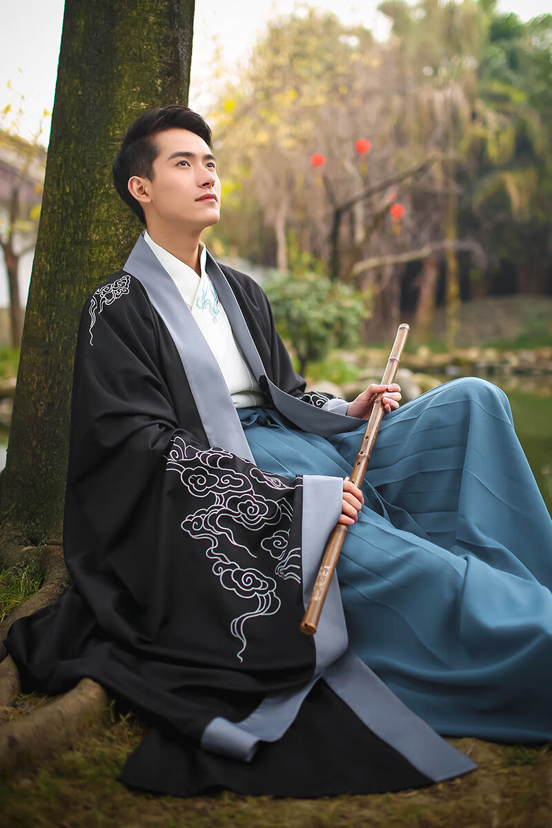 中国风男装民族风民国古装汉服套装汉服改良男霜天月明日常中国风刺绣