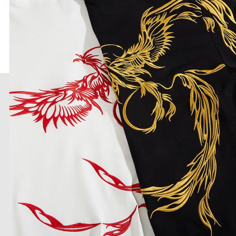 刺绣凤凰情侣装个性连帽卫衣男秋季新款ins国潮男士潮