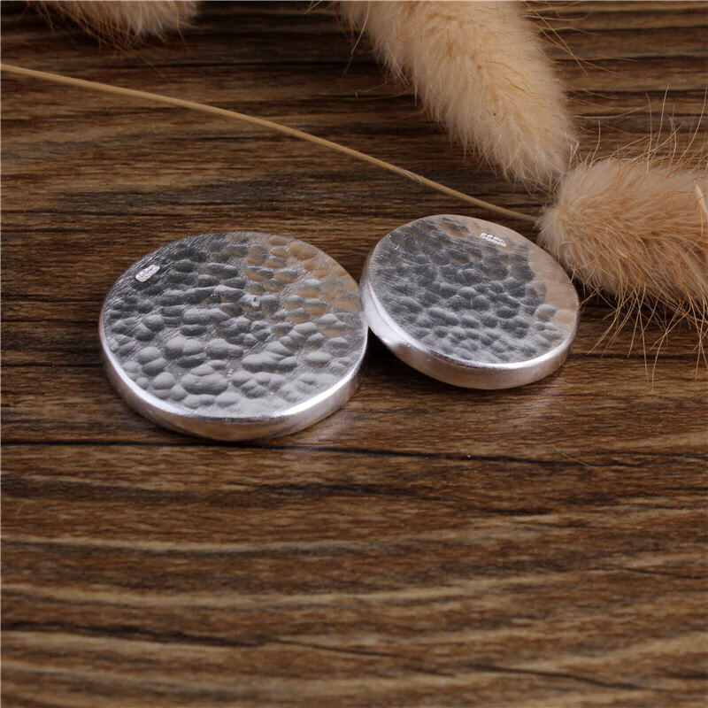 手工s99足银实心锤纹光面圆币园币圆形平安扣保真圆银片 70克【图片