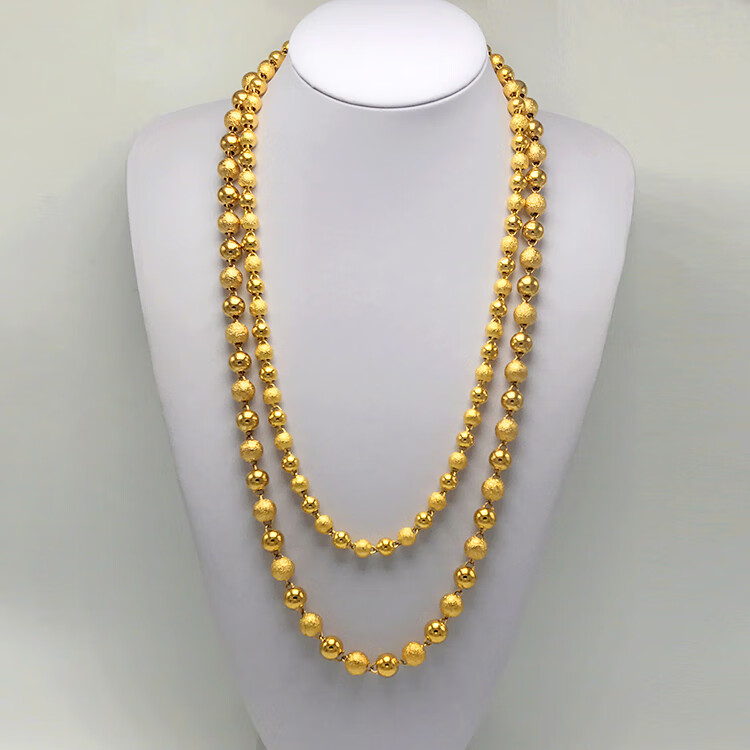 爱尚坊 越南沙金色项链男士圆珠项链欧币沙金首饰链久七夕情人节礼物