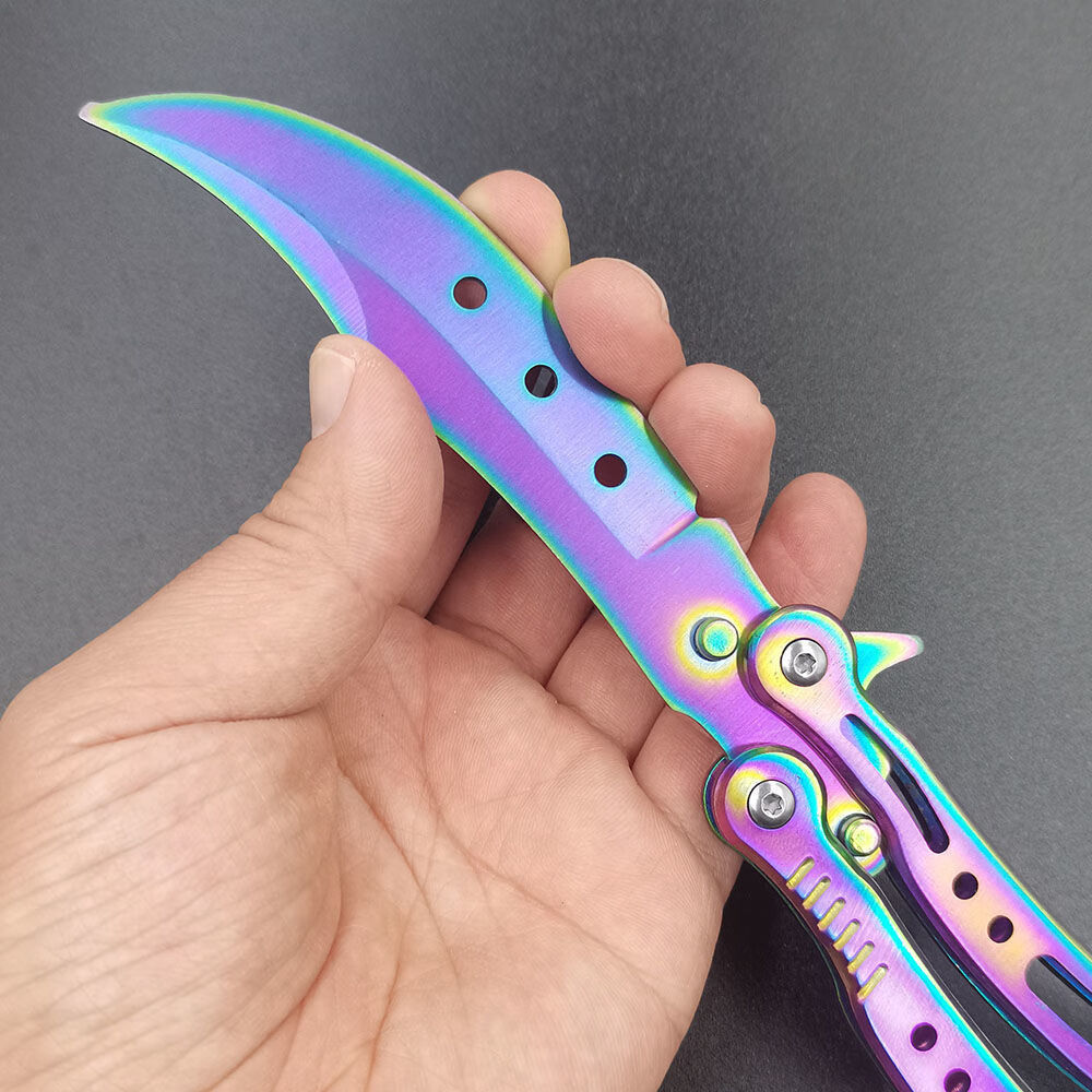 tyui推荐蝴蝶甩手刀不手csgo学生帅气未练习折叠高颜值银色无孔赠小