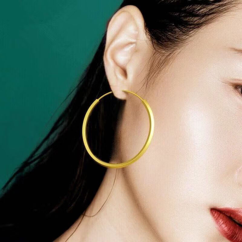 nice品牌990针夸张大耳环耳圈大圈圈银耳环女耳饰防过敏防褪依莲妃光