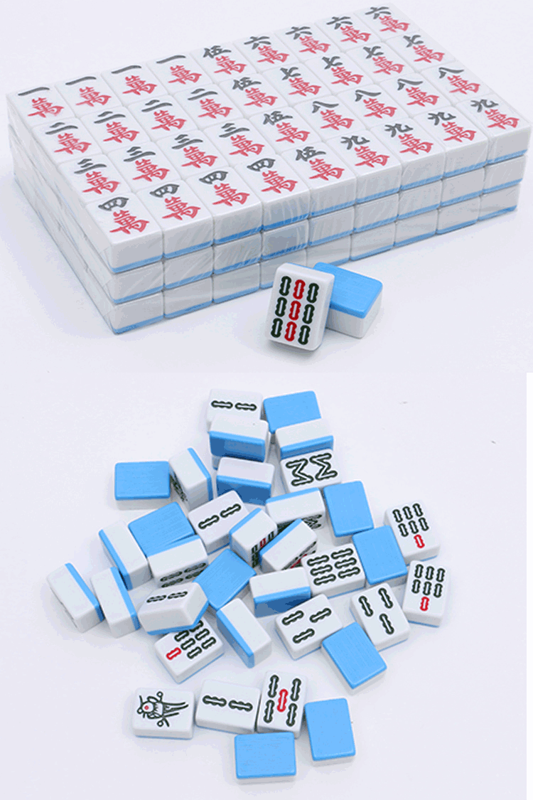 麻将牌一级家用手搓麻将宿舍大号中号4244mm手戳竹丝麻将一级44136张