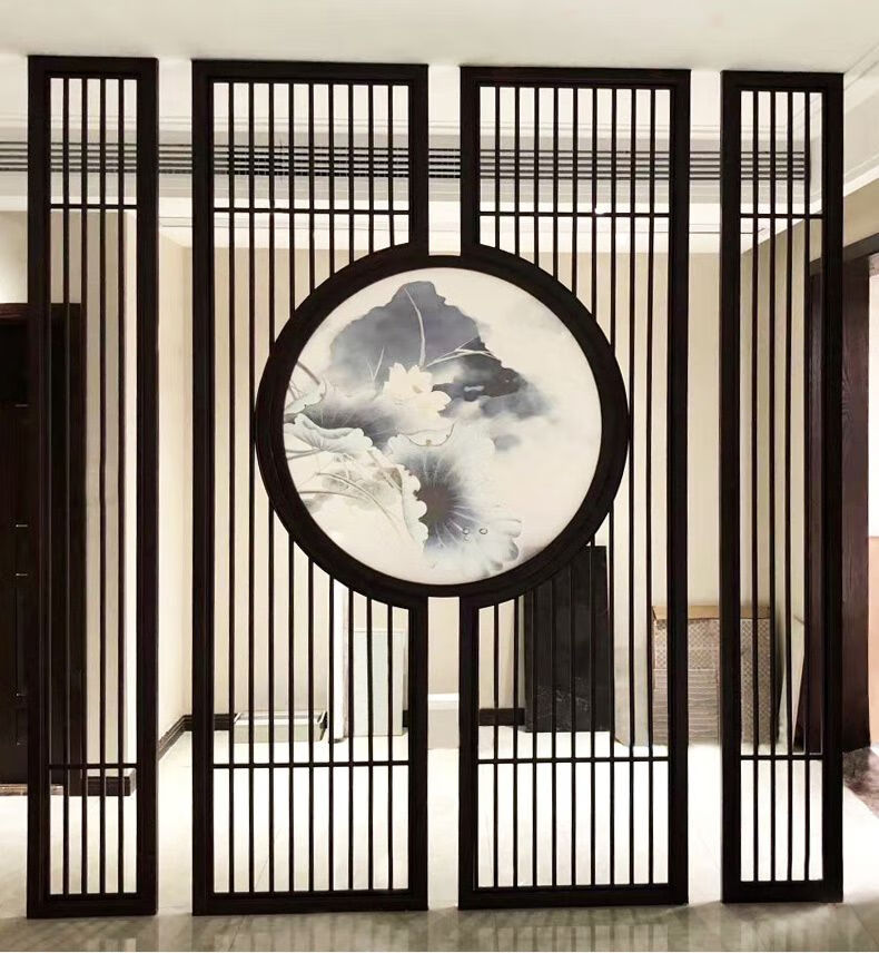 木雕新中式实木花格纱画屏风客厅玄关隔断仿古格栅镂空装饰定制 款式