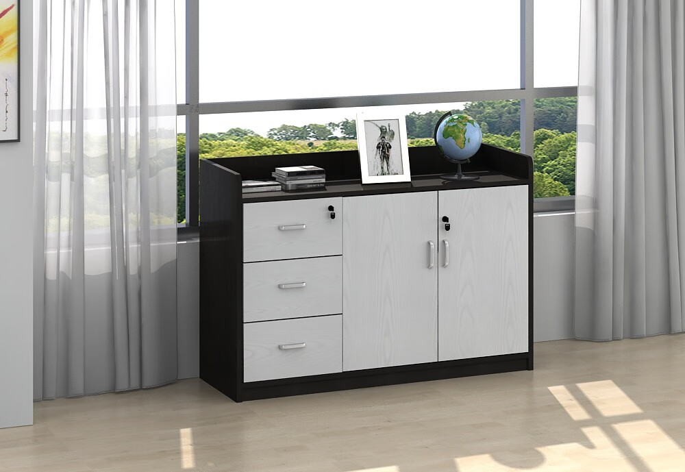 家具板式文件柜木质矮柜茶水柜储物柜带锁办公柜长条资料柜打印机柜子