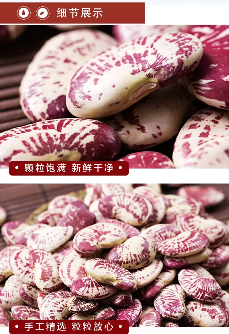 荷包豆大肾豆种子新鲜晒干花芸豆农家斑马豆五谷杂粮500克散装定制