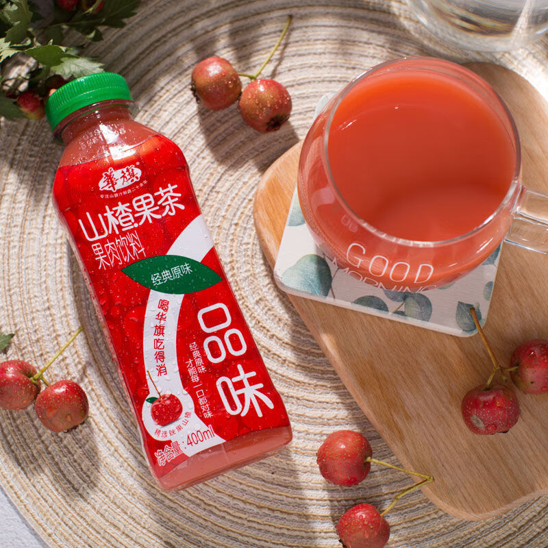 400ml12瓶华旗山楂果茶无蔗糖果汁400ml6瓶含糖果汁饮料限京津冀无糖