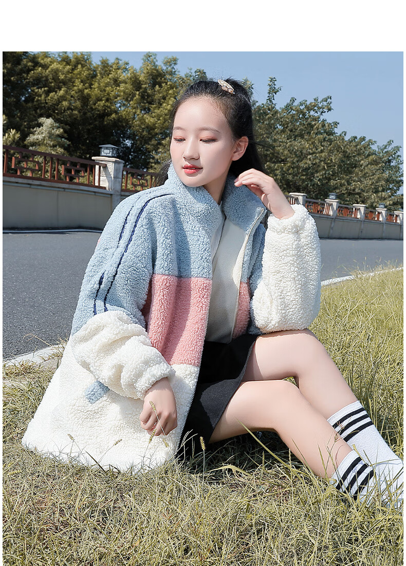 佰斯博初高中生女孩羊羔绒衣服羊羔毛外套少女冬装中学生新款棉衣棉服