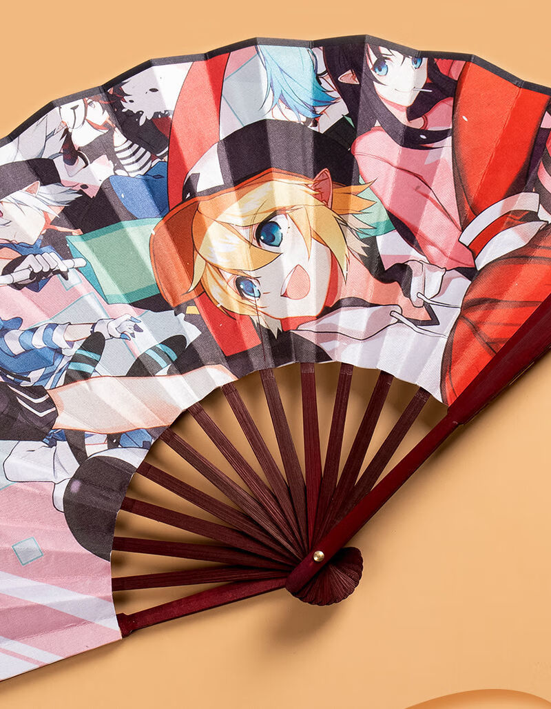 凹凸世界扇子学生卡通二次元动漫折叠扇子夏季便携竹木绢布扇子凹凸