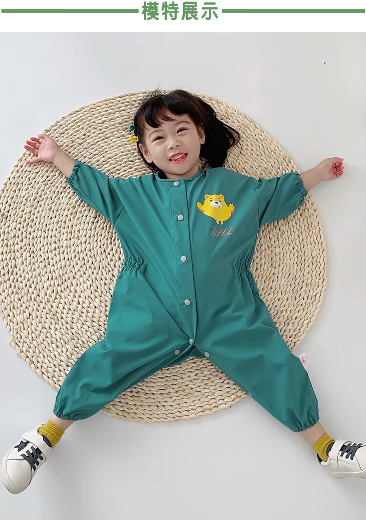 宝宝连体罩衣全身防水防脏外穿连体衣护衣罩裤婴儿儿童宽松爬行服