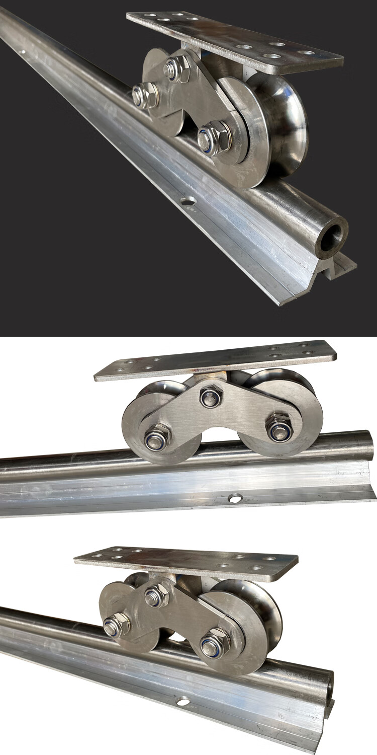 ouio新款201不锈钢实心地轨电动平移门路轨重型圆管