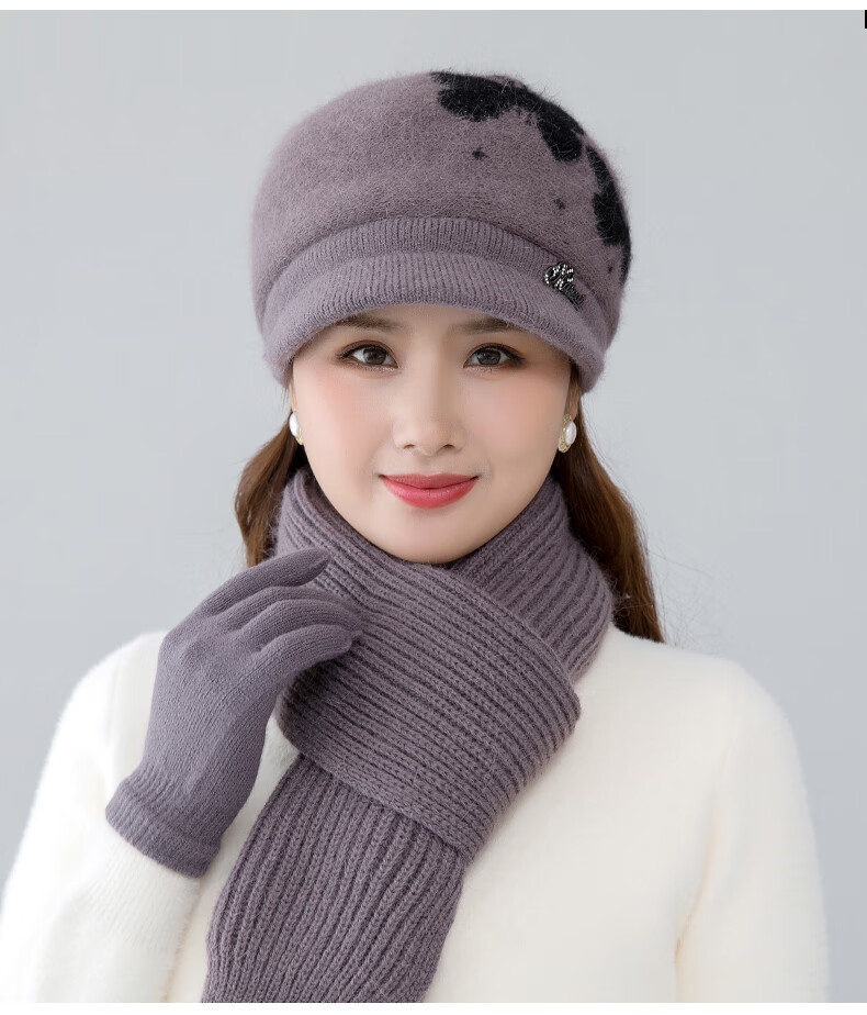 冬季老人帽子奶奶冬帽保暖冷帽女中老年人帽子兔毛妈妈毛线帽老人家